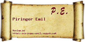 Piringer Emil névjegykártya
